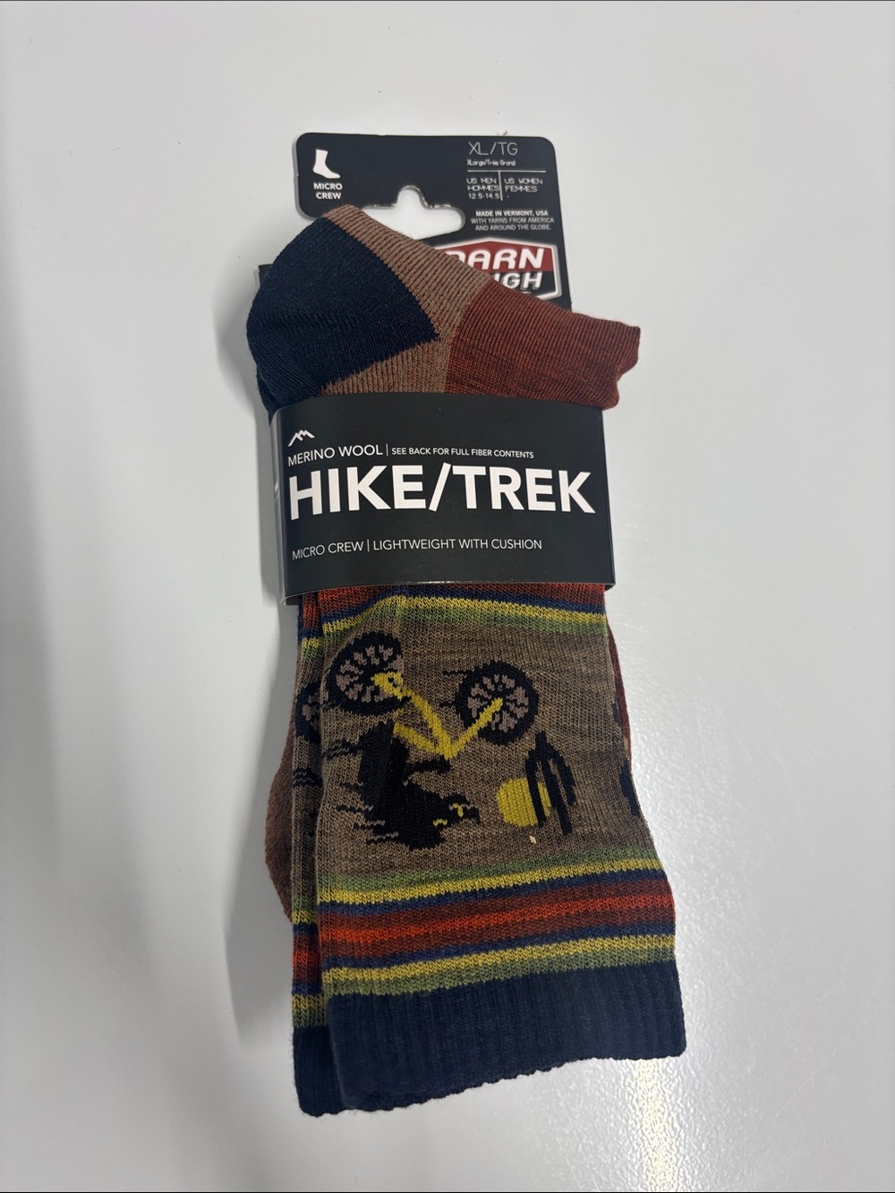 Darn Tough Hike/Trek Merino Wool Micro Crew Socks style 5003 chestnut XL NWT